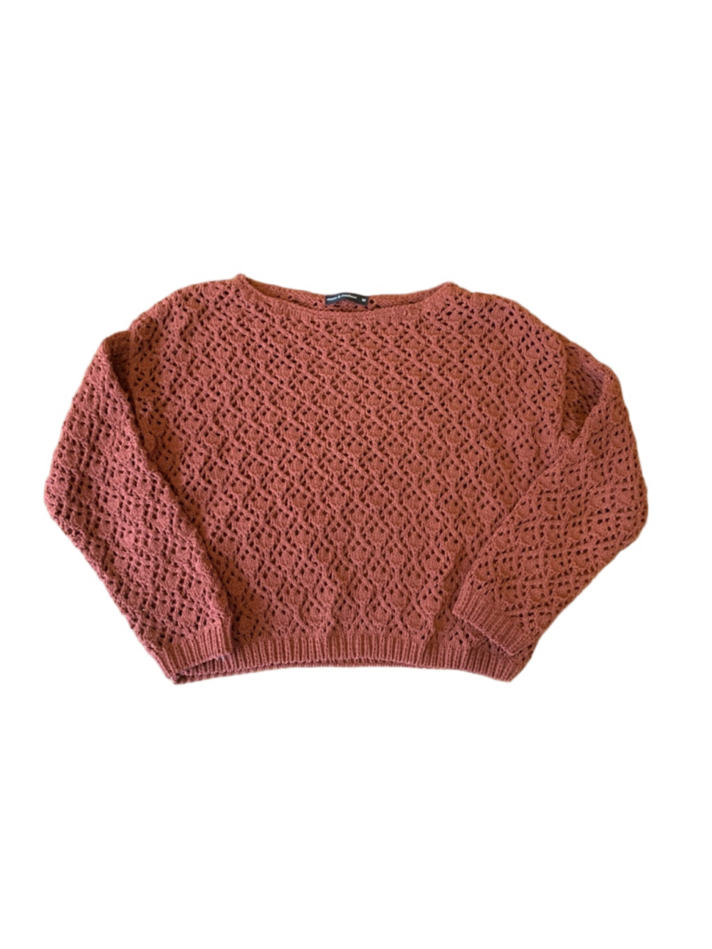 Moon & Madison Top Medium Muted Maroon Open Knit Sweater